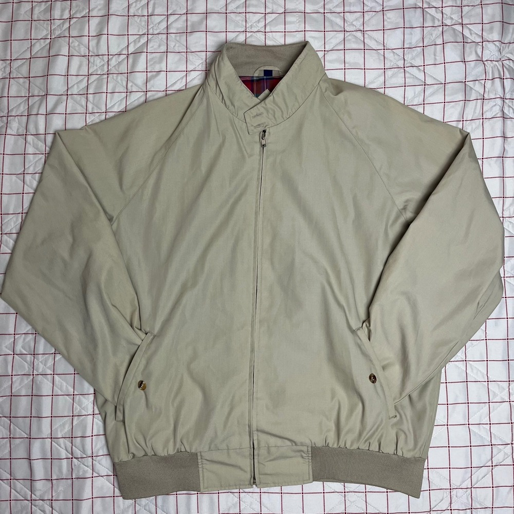 COOPER SPORTSWEAR Mens Beige Harrington Jacket Plaid Lined Size XL - Picture 5 of 13